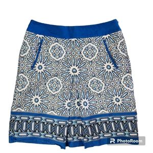 Ann Taylor Cotton skirt below the knee lined size 0 Petite Blue White